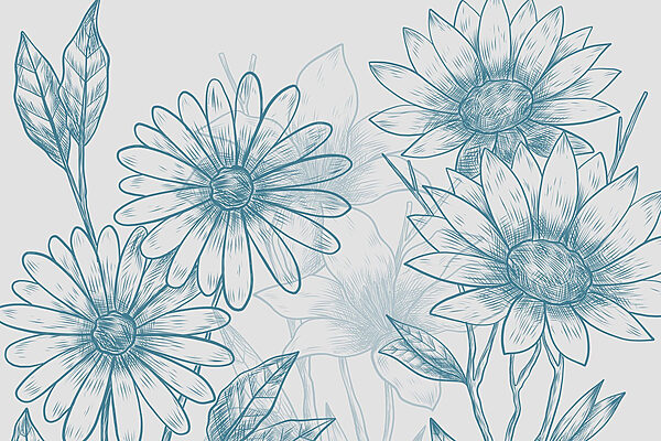 Tekening van bloemen en bladeren Tekening van bloemen en bladeren