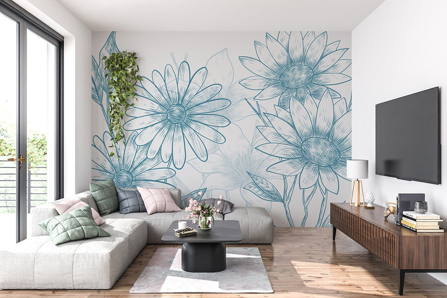 Tekening van bloemen en bladeren Tekening van bloemen en bladeren