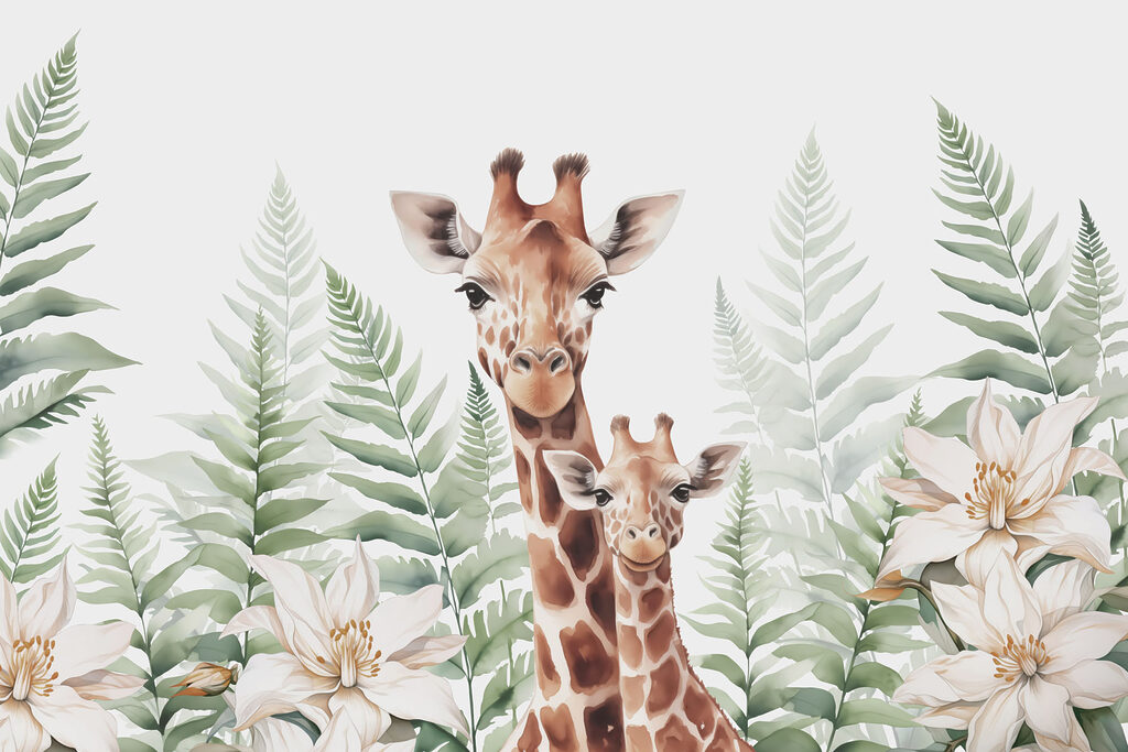 Giraffen en bloemen Giraffen en bloemen
