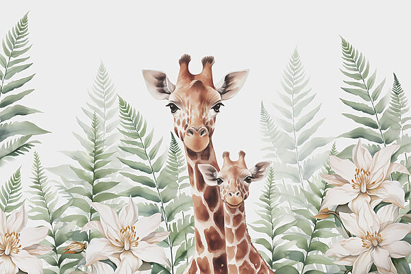 Giraffen en bloemen Giraffen en bloemen