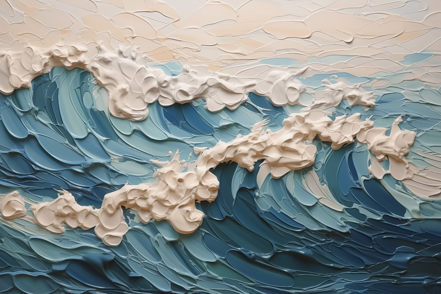 Painting of waves and clouds