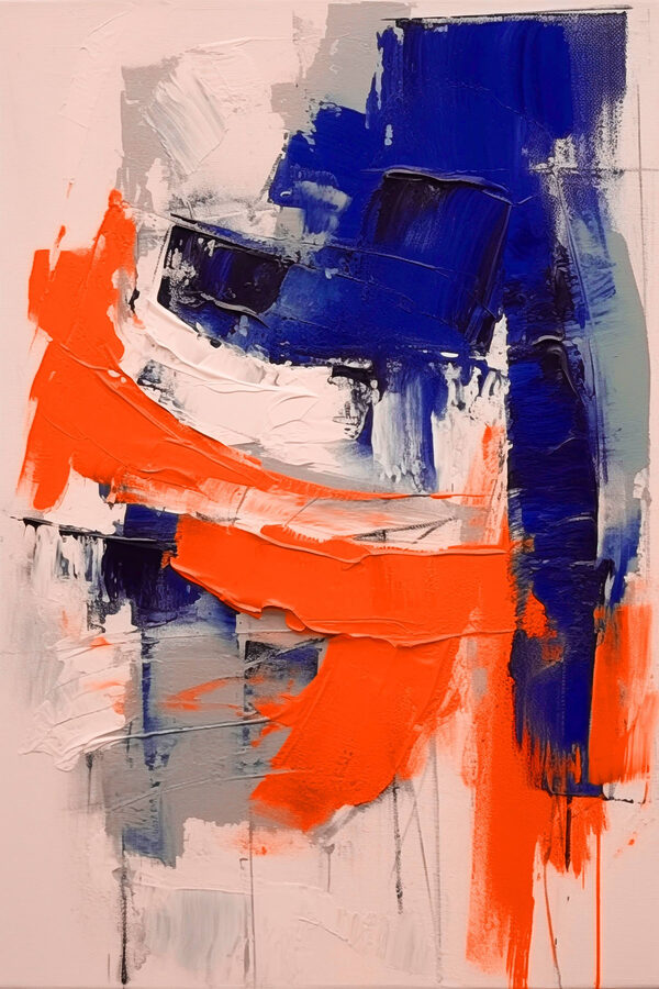 Schilderen met blauwe en oranje verf Schilderen met blauwe en oranje verf