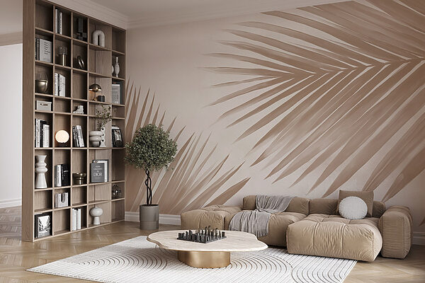 Elegante palmbladeren op een zachte achtergrond Elegante palmbladeren op een zachte achtergrond