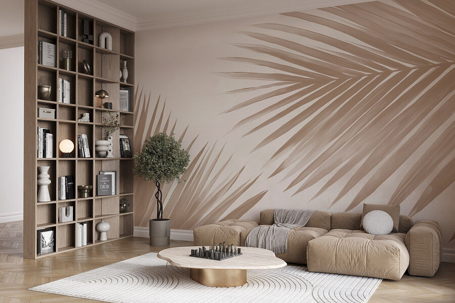 Elegante palmbladeren op een zachte achtergrond