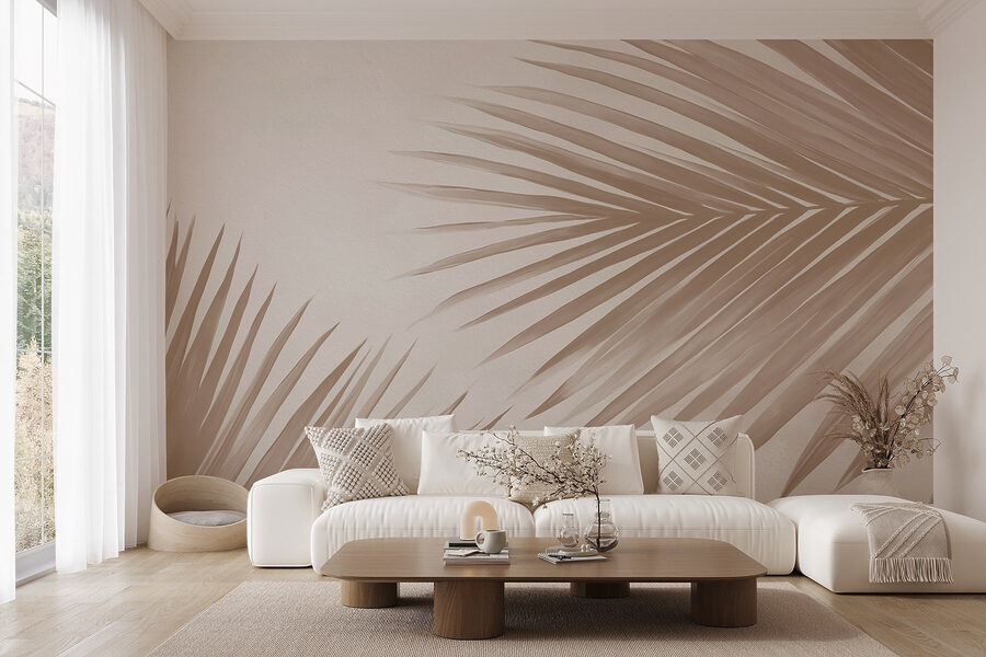 Elegante palmbladeren op een zachte achtergrond