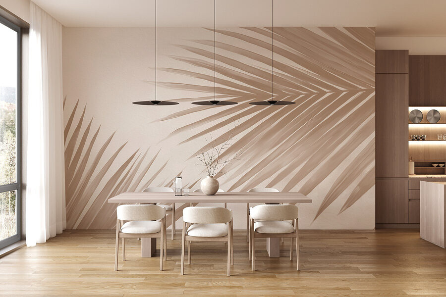Elegante palmbladeren op een zachte achtergrond