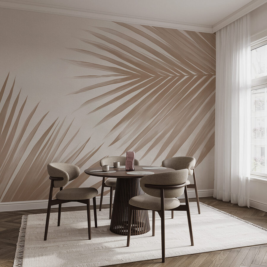Elegante palmbladeren op een zachte achtergrond