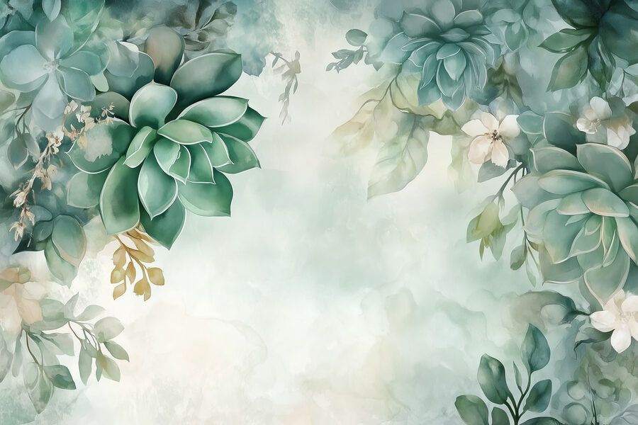 Schilderen van groene planten en bloemen
