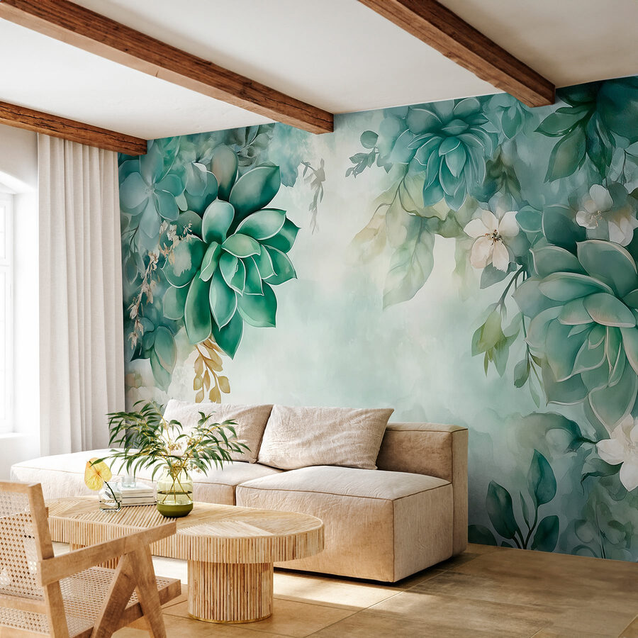 Schilderen van groene planten en bloemen