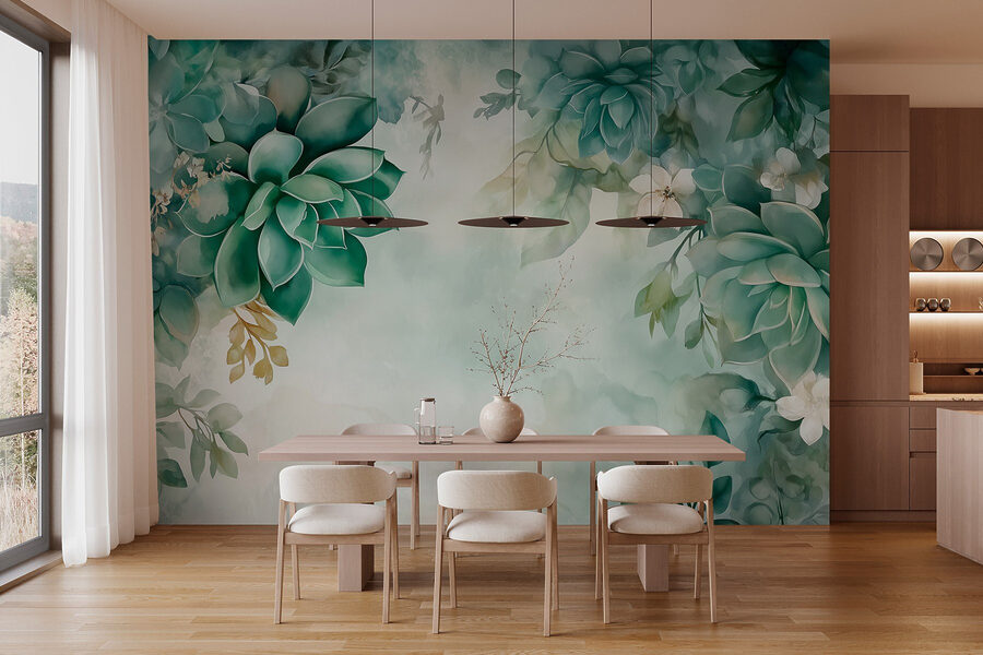 Schilderen van groene planten en bloemen