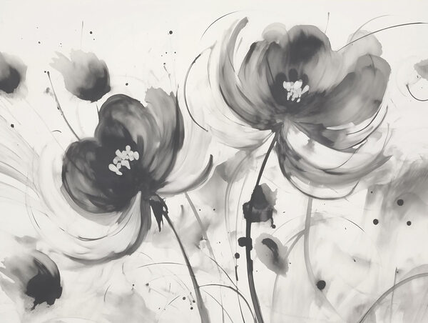 Schilderij van bloemen op een wit oppervlak Schilderij van bloemen op een wit oppervlak