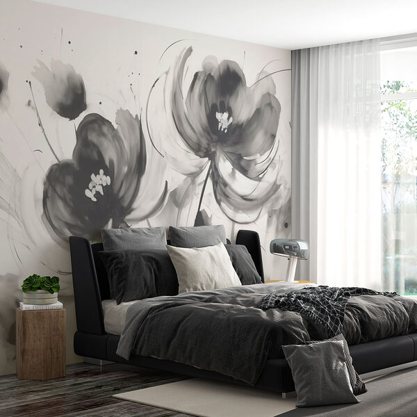 Schilderij van bloemen op een wit oppervlak Schilderij van bloemen op een wit oppervlak