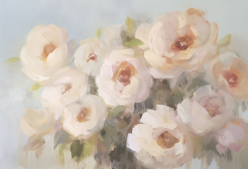 Schilderij van bloemen in een vaas Schilderij van bloemen in een vaas