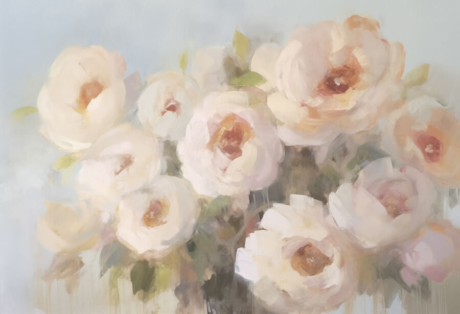 Schilderij van bloemen in een vaas
