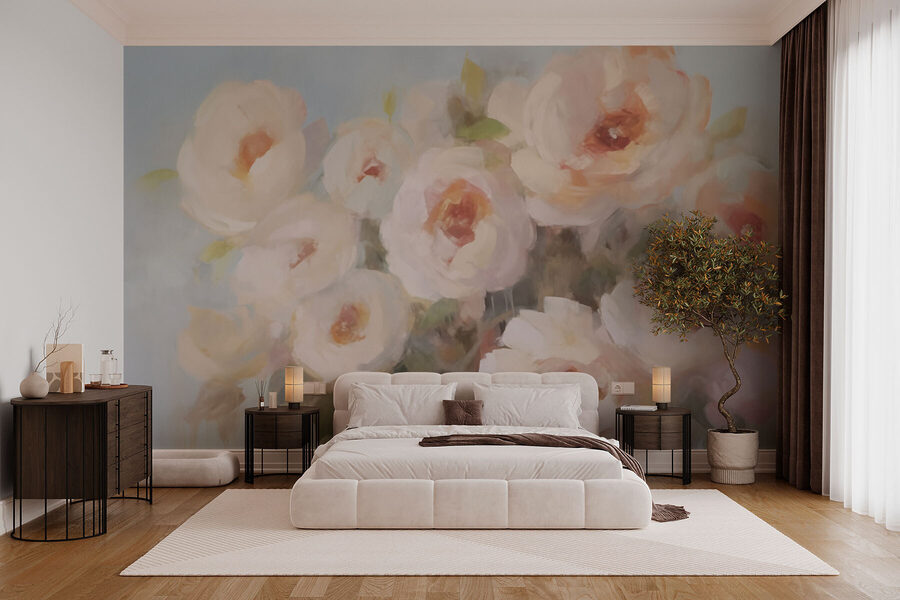 Schilderij van bloemen in een vaas