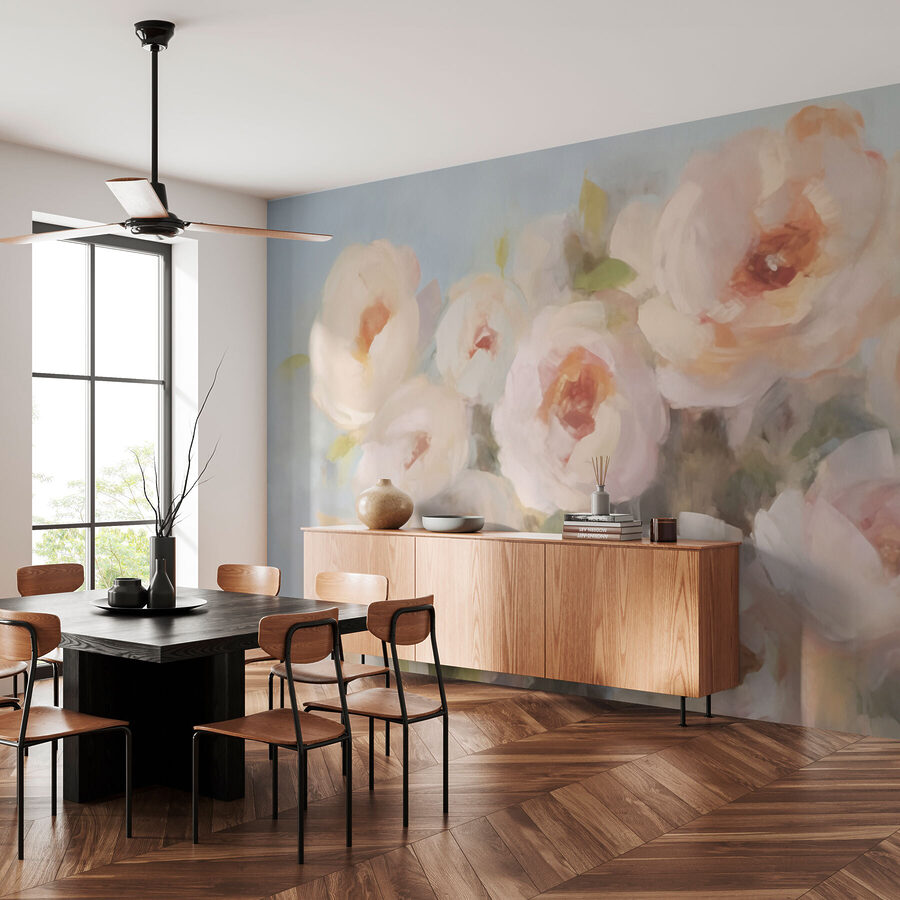 Schilderij van bloemen in een vaas