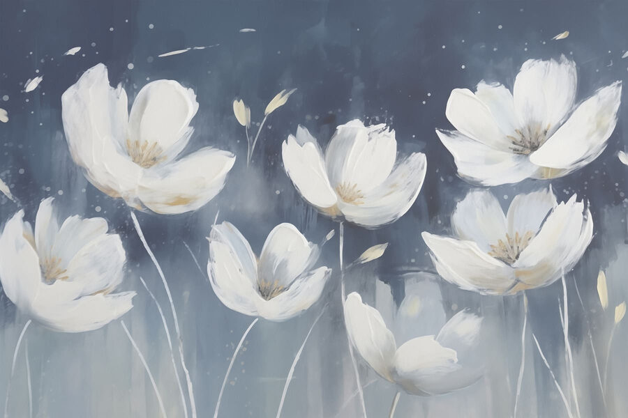 Schilderij van witte bloemen