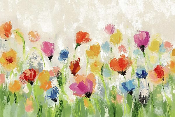 Schilderij van bloemen op een witte achtergrond Schilderij van bloemen op een witte achtergrond
