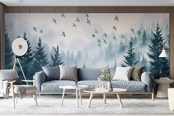 Vogels vliegen over een bos Vogels vliegen over een bos