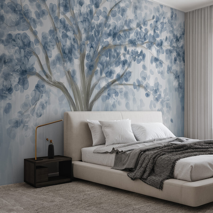 Boom met blauwe bladeren Boom met blauwe bladeren