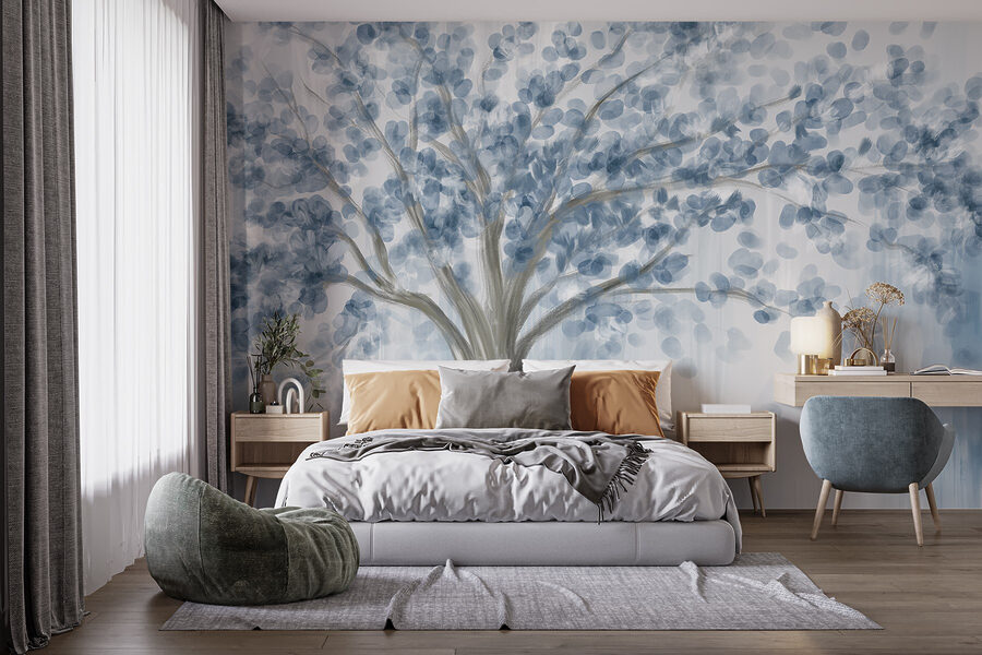 Boom met blauwe bladeren Boom met blauwe bladeren