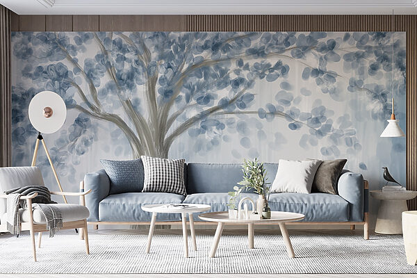 Boom met blauwe bladeren Boom met blauwe bladeren