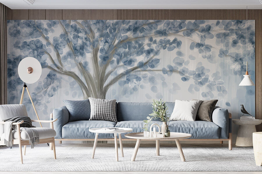 Boom met blauwe bladeren Boom met blauwe bladeren