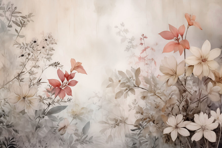 Schilderij van bloemen op een muur