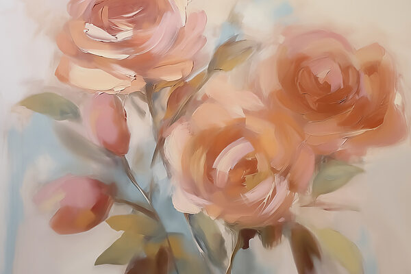 Schilderij van bloemen op een wit oppervlak Schilderij van bloemen op een wit oppervlak
