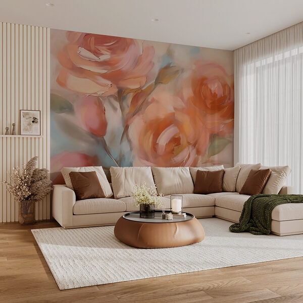 Schilderij van bloemen op een wit oppervlak Schilderij van bloemen op een wit oppervlak