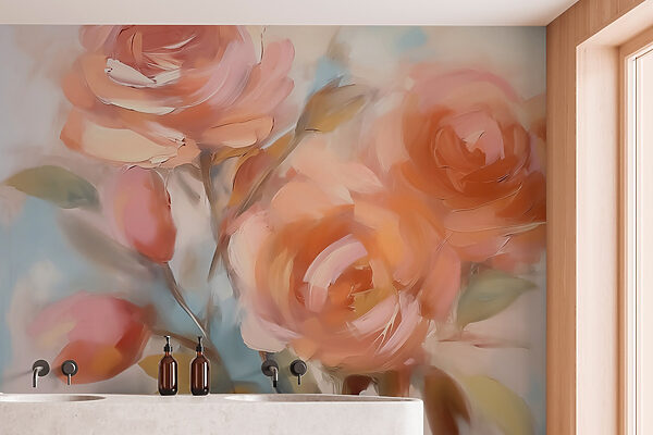 Schilderij van bloemen op een wit oppervlak Schilderij van bloemen op een wit oppervlak