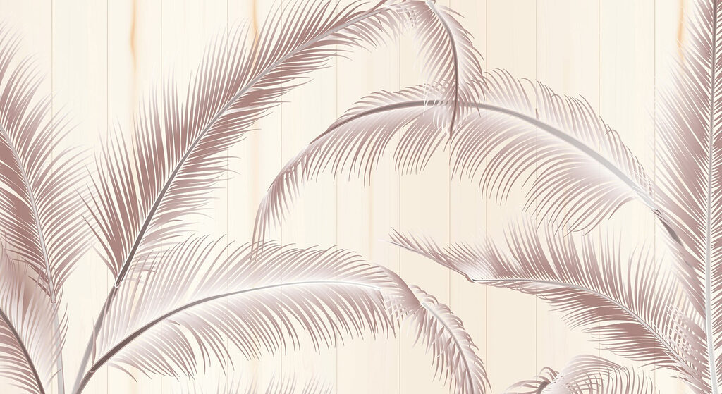 Elegante palmbladeren tegen een lichte achtergrond Elegante palmbladeren tegen een lichte achtergrond