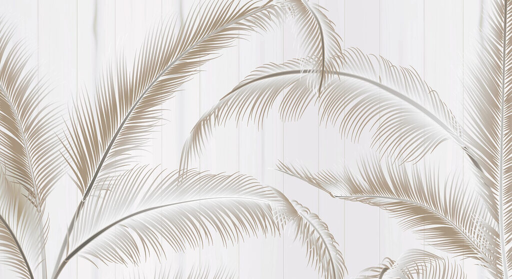 Elegante palmbladeren op een lichte achtergrond Elegante palmbladeren op een lichte achtergrond