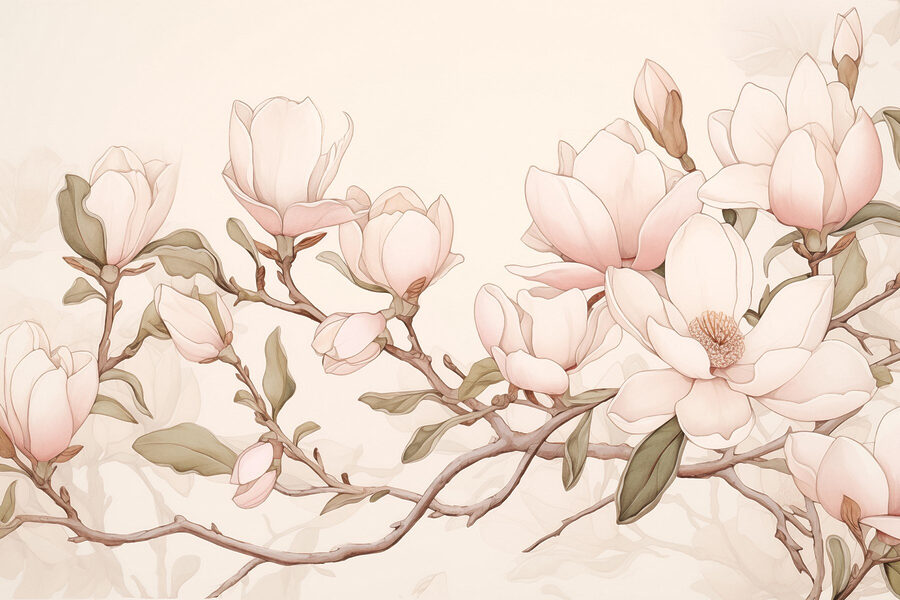 Schilderij van bloemen op een tak