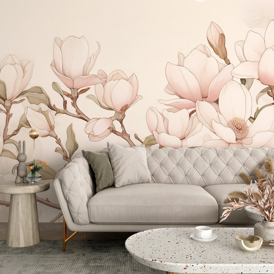 Schilderij van bloemen op een tak
