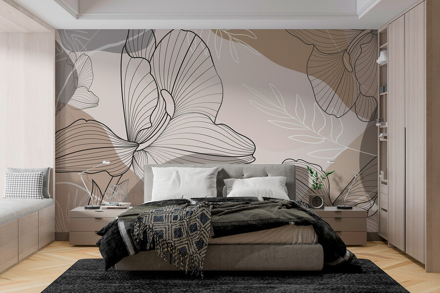 Elegant lijnmotief met bloemen