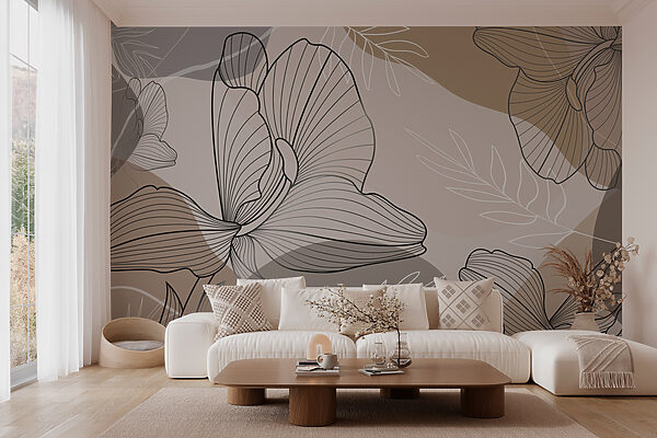 Elegant lijnmotief met bloemen Elegant lijnmotief met bloemen