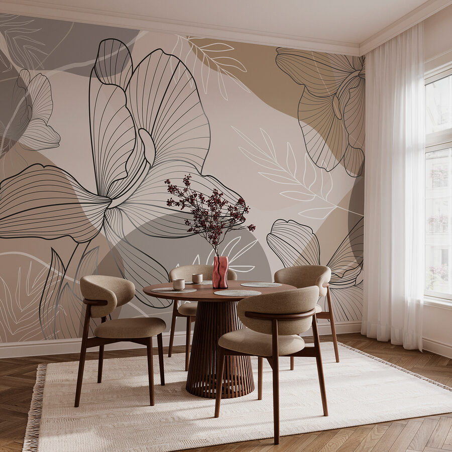 Elegant lijnmotief met bloemen