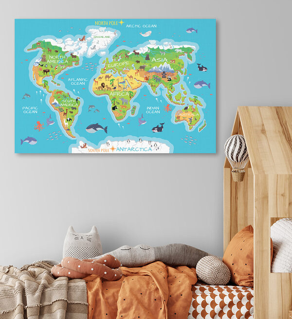 Wereldkaart met dieren Wereldkaart met dieren