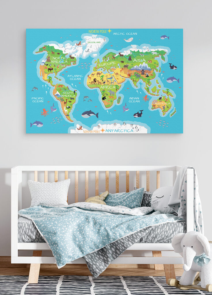 Map of the world with animals Map of the world with animals