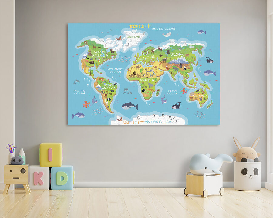 Wereldkaart met dieren