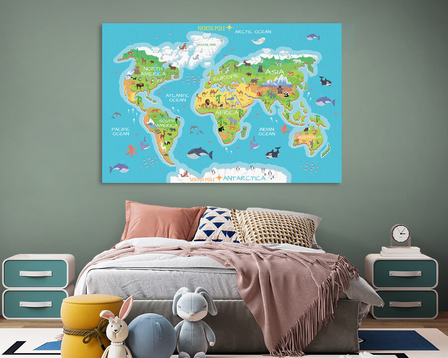 Wereldkaart met dieren