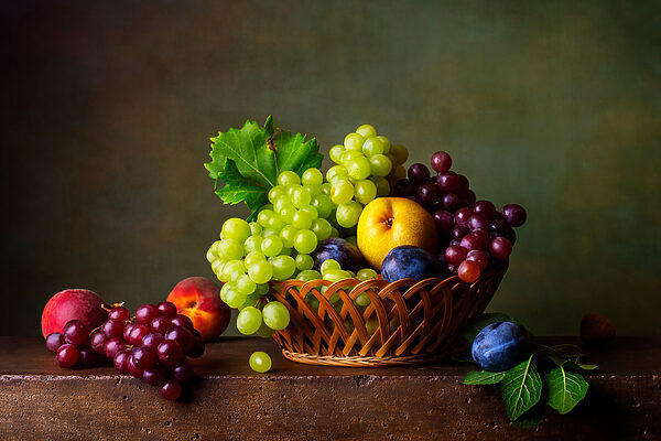 Fruitmand op tafel Fruitmand op tafel