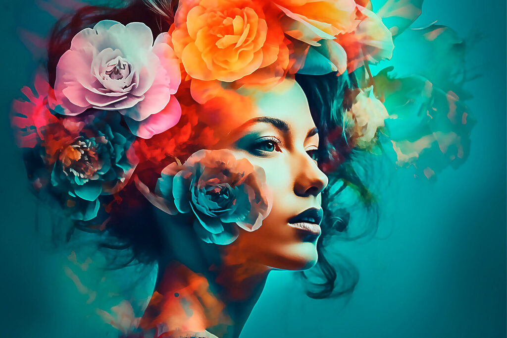 Woman with flowers in her hair Woman with flowers in her hair