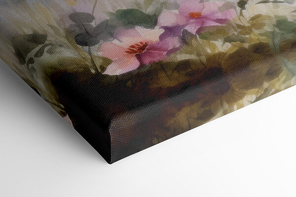 Aquarel van een meer met bomen en bloemen Aquarel van een meer met bomen en bloemen