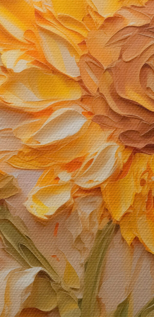 Schilderij van zonnebloemen op een wit oppervlak Schilderij van zonnebloemen op een wit oppervlak