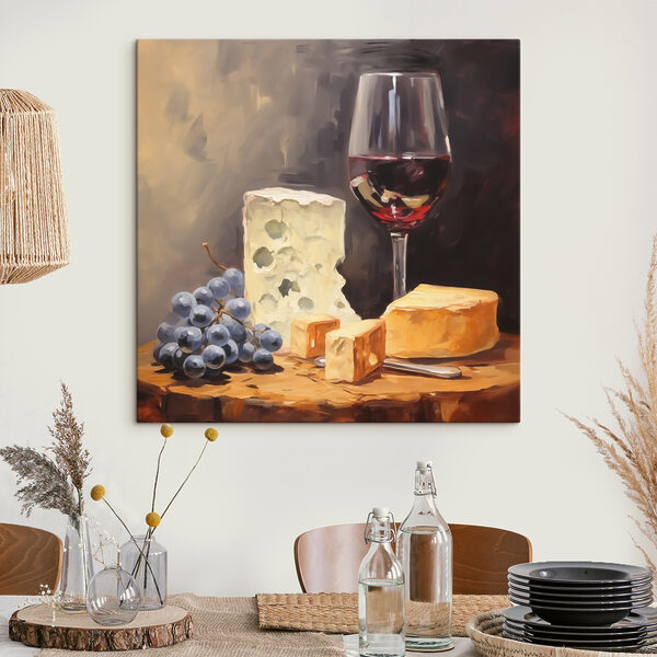 Glas wijn en kaas op tafel Glas wijn en kaas op tafel