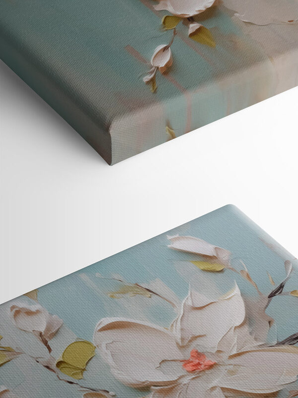 Schilderij van bloemen op een blauwe achtergrond Schilderij van bloemen op een blauwe achtergrond