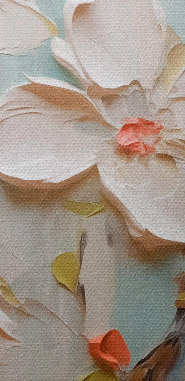 Schilderij van bloemen op een blauwe achtergrond Schilderij van bloemen op een blauwe achtergrond