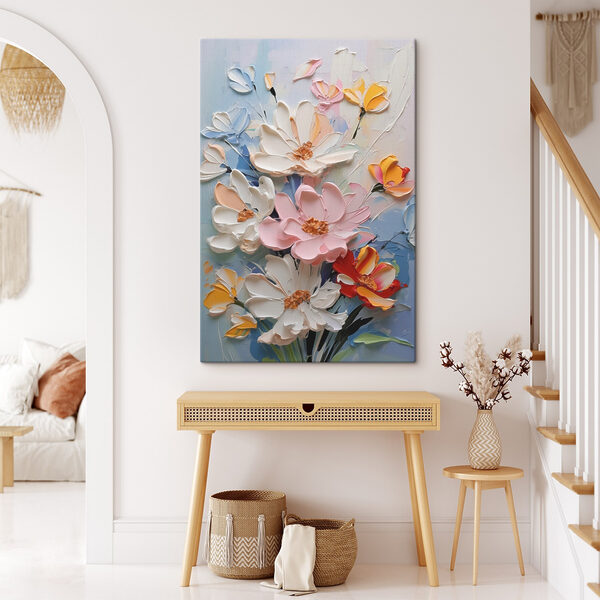 Schilderij van bloemen op een muur Schilderij van bloemen op een muur